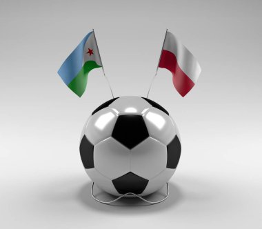 Cibuti - Polonya Futbol Bayrakları, Beyaz Arkaplan - 3D Render