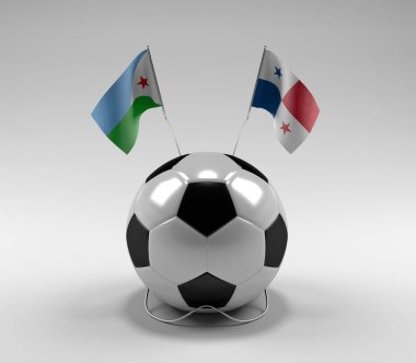 Cibuti - Panama Futbol Bayrakları, Beyaz Arkaplan - 3D Render