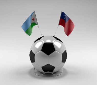 Cibuti - Samoa Futbol Bayrakları, Beyaz Arkaplan - 3D Render