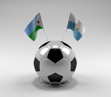 Cibuti - San-Marino Futbol Bayrakları, Beyaz Arkaplan - 3D Render