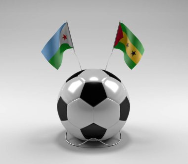 Cibuti - Sao-Tome-Principe Futbol Bayrakları, Beyaz Arkaplan - 3D Render