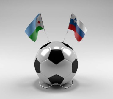 Cibuti - Slovenya Futbol Bayrakları, Beyaz Arkaplan - 3D Render