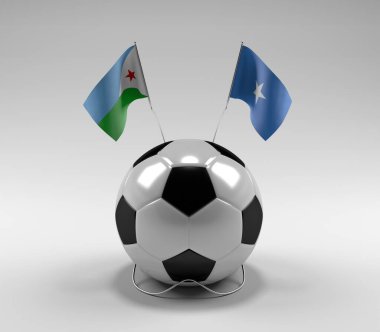 Cibuti - Somali Futbol Bayrakları, Beyaz Arkaplan - 3D Render