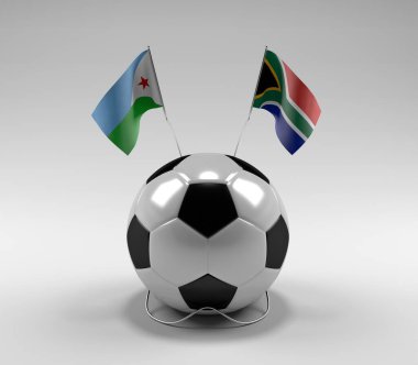 Cibuti - Güney Afrika Futbol Bayrakları, Beyaz Arkaplan - 3D Render