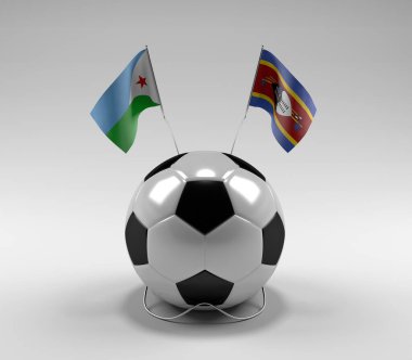 Cibuti - Svaziland Futbol Bayrakları, Beyaz Arkaplan - 3D Render