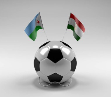 Cibuti - Tacikistan Futbol Bayrakları, Beyaz Arkaplan - 3D Render