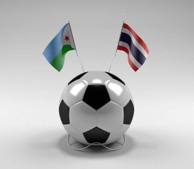 Cibuti - Tayland Futbol Bayrakları, Beyaz Arkaplan - 3D Render