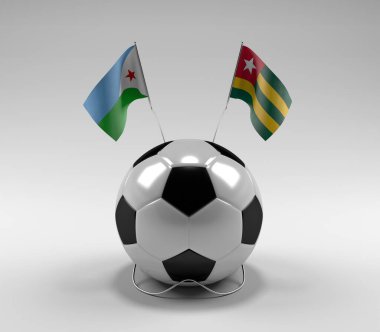 Cibuti - Togo Futbol Bayrakları, Beyaz Arkaplan - 3D Render