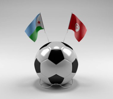 Cibuti - Tunus Futbol Bayrakları, Beyaz Arkaplan - 3D Render