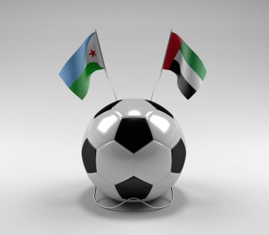 Cibuti - Birleşik Arap-Emirlikleri Futbol Bayrakları, Beyaz Arkaplan - 3D Render