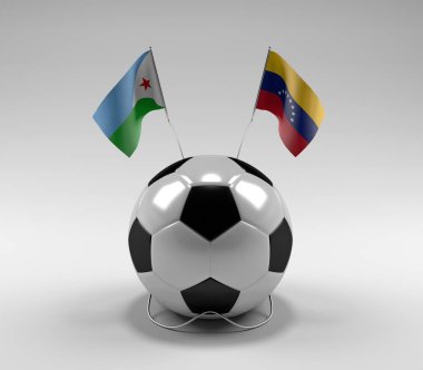 Cibuti - Venezuela Futbol Bayrakları, Beyaz Arkaplan - 3D Render
