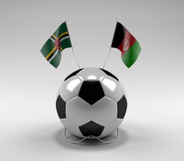 Dominica - Afganistan Futbol Bayrakları, Beyaz Arkaplan - 3D Render