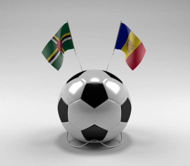 Dominica - Andorra Futbol Bayrakları, Beyaz Arkaplan - 3D Render