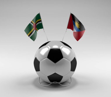 Dominica - Antigua ve Barbuda Futbol Bayrakları, Beyaz Arkaplan - 3D Render