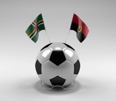 Dominica - Angola Futbol Bayrakları, Beyaz Arkaplan - 3D Render