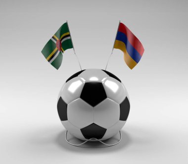 Dominica - Ermenistan Futbol Bayrakları, Beyaz Arkaplan - 3D Render