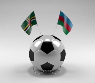 Dominica - Azerbaycan Futbol Bayrakları, Beyaz Arkaplan - 3D Render
