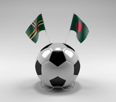 Dominica - Bangladeş Futbol Bayrakları, Beyaz Arkaplan - 3D Render