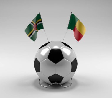 Dominica - Benin Futbol Bayrakları, Beyaz Arkaplan - 3D Render