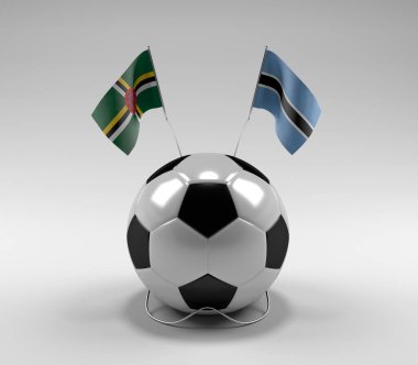 Dominica - Botswana Futbol Bayrakları, Beyaz Arkaplan - 3D Render