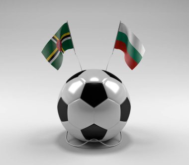 Dominica - Bulgaristan Futbol Bayrakları, Beyaz Arkaplan - 3D Hazırlama