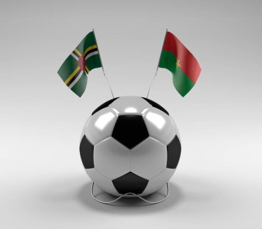 Dominica - Burkina-Faso Futbol Bayrakları, Beyaz Arkaplan - 3D Render