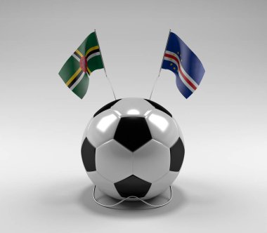 Dominica - Cape-Verde Futbol Bayrakları, Beyaz Arkaplan - 3D Render