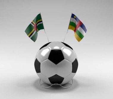 Dominica - Orta Afrika Cumhuriyeti Futbol Bayrakları, Beyaz Arkaplan - 3D Render