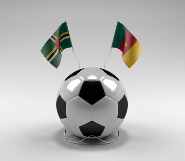 Dominica - Kamerun Futbol Bayrakları, Beyaz Arkaplan - 3D Render