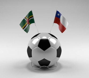 Dominica - Şili Futbol Bayrakları, Beyaz Arkaplan - 3D Render