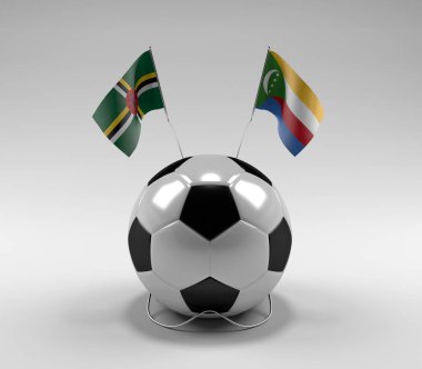 Dominica - Komoros Futbol Bayrakları, Beyaz Arkaplan - 3D Render