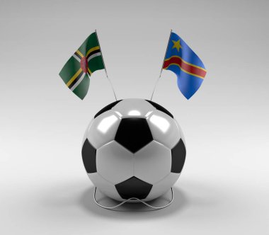 Dominica - Kongo Demokratik Cumhuriyeti Futbol Bayrakları, Beyaz Arkaplan - 3D Render