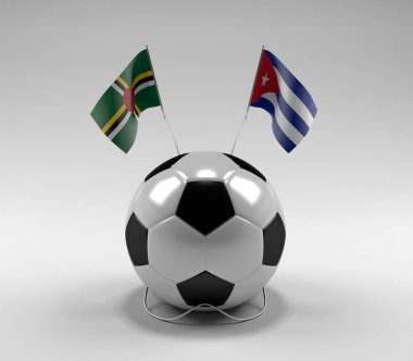 Dominica - Küba Futbol Bayrakları, Beyaz Arkaplan - 3D Render