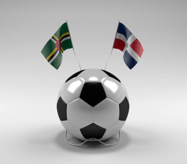 Dominica - Dominik Cumhuriyeti Futbol Bayrakları, Beyaz Arkaplan - 3D Render