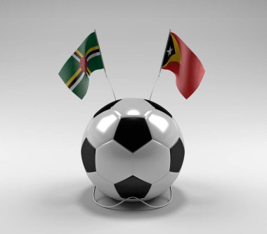 Dominica - Doğu Timor Futbol Bayrakları, Beyaz Arkaplan - 3D Render