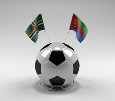 Dominica - Eritre Futbol Bayrakları, Beyaz Arkaplan - 3D Render