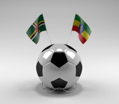 Dominica - Etiyopya Futbol Bayrakları, Beyaz Arkaplan - 3D Render