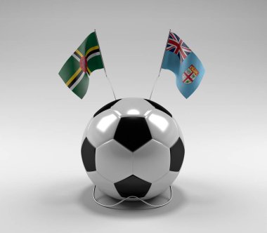 Dominica - Fiji Futbol Bayrakları, Beyaz Arkaplan - 3D Render