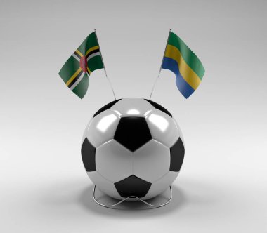 Dominica - Gabon Futbol Bayrakları, Beyaz Arkaplan - 3D Render