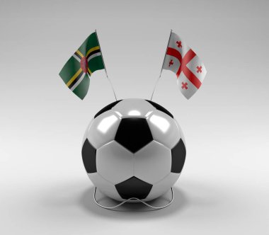 Dominica - Gürcistan Futbol Bayrakları, Beyaz Arkaplan - 3D Render