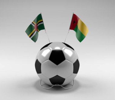 Dominica - Gine-Bissau Futbol Bayrakları, Beyaz Arkaplan - 3D Render
