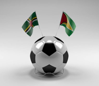 Dominica - Guyana Futbol Bayrakları, Beyaz Arkaplan - 3D Render