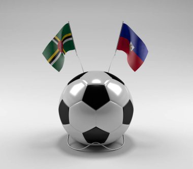 Dominica - Haiti Futbol Bayrakları, Beyaz Arkaplan - 3D Render
