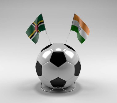 Dominica - Hindistan Futbol Bayrakları, Beyaz Arkaplan - 3D Render