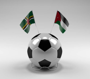 Dominica - Jordan Futbol Bayrakları, Beyaz Arkaplan - 3D Render