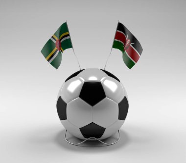 Dominica - Kenya Futbol Bayrakları, Beyaz Arkaplan - 3D Render