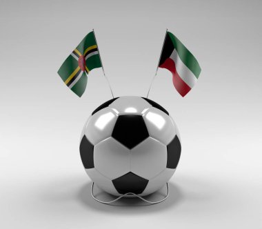 Dominica - Kuveyt Futbol Bayrakları, Beyaz Arkaplan - 3D Render
