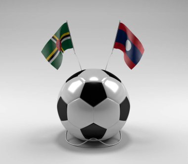 Dominica - Laos Futbol Bayrakları, Beyaz Arkaplan - 3D Render