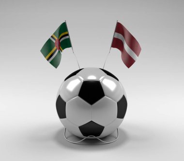 Dominica - Letonya Futbol Bayrakları, Beyaz Arkaplan - 3D Render