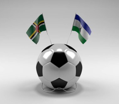 Dominica - Lesotho Futbol Bayrakları, Beyaz Arkaplan - 3D Render